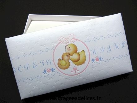 Boite rectangulaire poussins câlin pour baptême