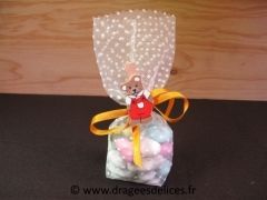 Sac en tulle plumetis pour mariage baptême et communion Blanc