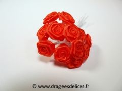Fleur mini rosette ourlée pour décorations de tulles et boites de dragées Orange