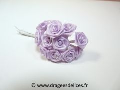 Fleur mini rosette ourlée pour décorations de tulles et boites de dragées Parme