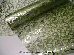 Chemin de table coeurs organza en fin de série Vert menthe