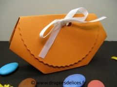 Boite dragées forme pochette collection toilée pour toute cérémonie Orange