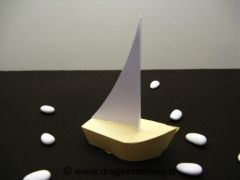Boite voilier pour dragées de baptême collection marins Champagne