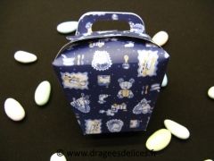 Panier baptême collection univers de bébé à garnir de dragées Bleu
