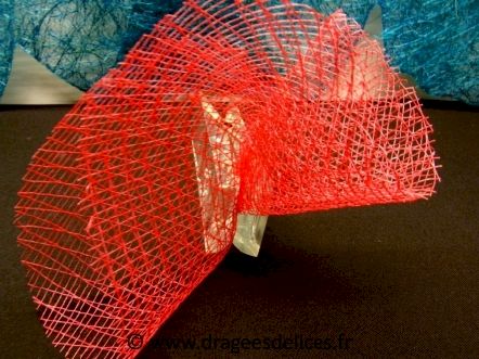 Tulle rond maille pour mariage baptême et communion : Rond à dragées maillé rouge