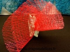 Tulle rond maille pour mariage baptême et communion Rouge