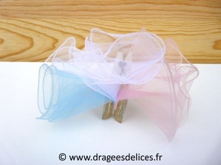 Lot de 15 tulles fil de pèche rose pour mariage baptême ou communion