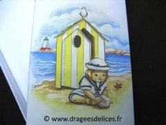 Boite rectangulaire pour baptême la fillette à la plage 