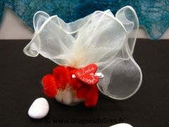 Voile brillant frou frou pour dragées Ivoire