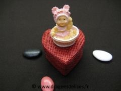 Boite coeur en raphia pour mariage baptême et communion Bordeaux