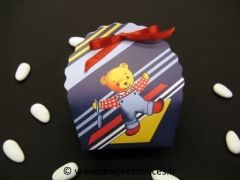 Panier en carton pour baptême collection ours brun 