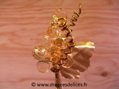 Grappe de raisins or avec raisins en verre et feuille or Or