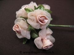 Fleur Frezia en satin et organza pour décorations et scrapbooking Sable
