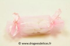 Sac papillote en organza pour mariage baptême et communion Rose