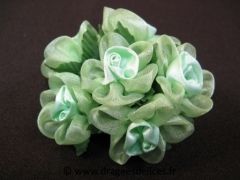 Fleur Frezia en satin et organza pour décorations et scrapbooking Vert d