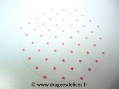 Tulle floqué cœurs à garnir avec des dragées Rose