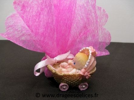 Résine bébé dans son berceau pour baptême garçon ou fille : Résine bébé dans son berceau pour baptême fille