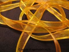 Ruban organza bordé satin  Jaune mimosa