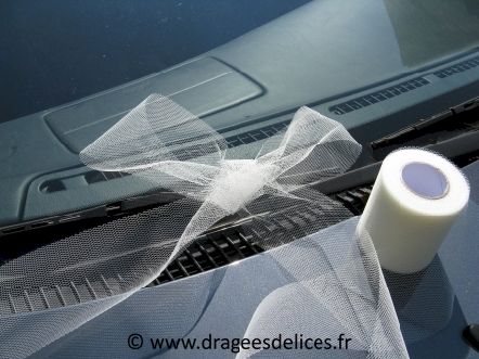 Ruban de tulle unis pour la déco de voiture de mariage