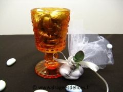 Calice pour communion garçon ou fille en verre Orange