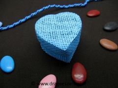 Boite coeur en raphia pour mariage baptême et communion Turquoise