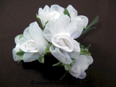 Fleur Frezia en satin et organza pour décorations et scrapbooking : Fleur Frezia blanche en satin et organza pour décorations et scrapbooking