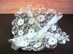 Tulle dentelle fleur pour mariage, baptême, communion Bleu
