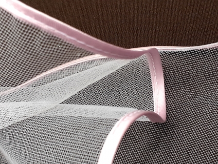 Tulle original chic pour dragées avec biais en satin : Tulle original chic pour dragées avec biais en satin de couleur vieux rose
