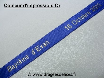 Ruban souvenir en satin imprimé