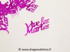 Confettis de table vive les mariés Fuchsia