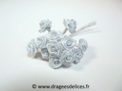 Fleur mini rosette ourlée pour décorations de tulles et boites de dragées Bleu ciel