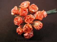 Bouton de rose en papier pour décoration de tulle et boite de dragées Orange