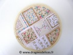 Tulle en coton avec imprimé fleur et bord en dentelle Ivoire