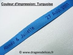 Bracelet souvenir en satin imprimé Turquoise