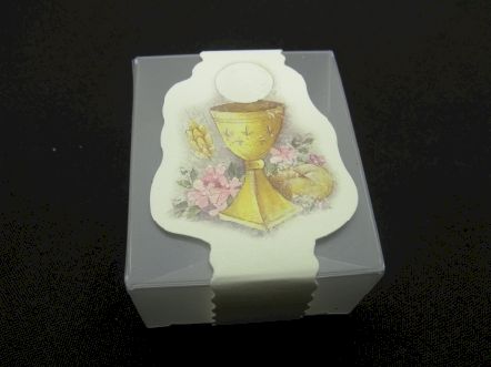 Boite rectangulaire transparente pour communion garçon ou fille : Boite à dragées pour communion