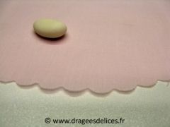 Tulle en coton pour thème nature à bord festonné Rose