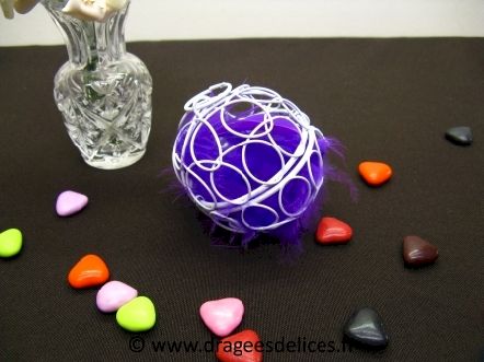 Boule métallique pour dragées en liquidation : Boule métallique blanche pour dragées de mariage baptême et communion