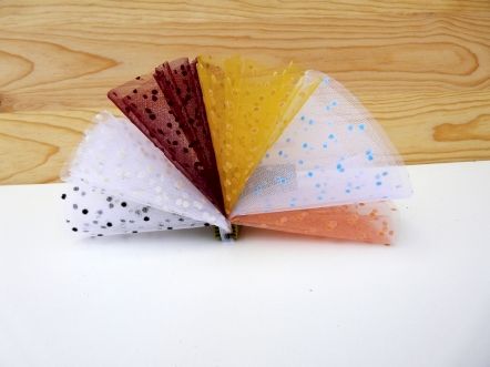 Lot de 10 tulles floqué plumetis pour dragées : Lot de tulles pas cher plumetis bordeaux
