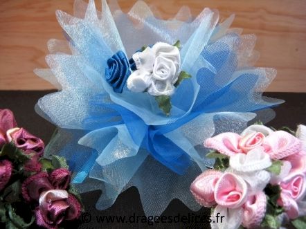 Fleur Anabelle en satin pour décoration de tulles mariage baptême et communion