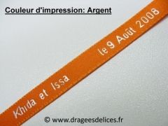 Ruban souvenir en satin imprimé Orange