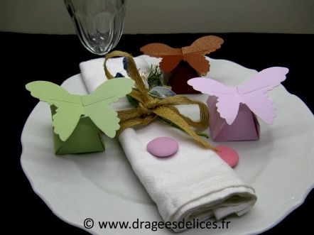 Boite  en forme de papillon petit modèle pour baptême