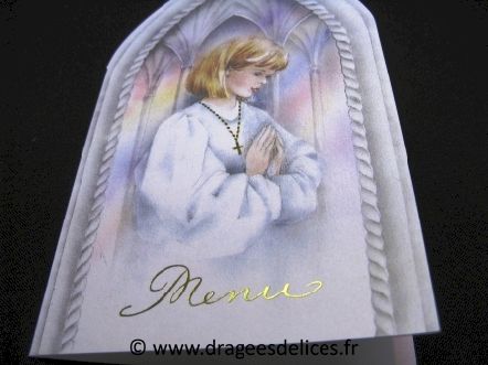 Lot de 5 menus pas cher pour communion fille