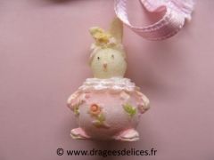 Mini lapin rose ou ciel pour décoration de boites dragées Rose