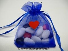 Sac en organza pas cher pour mariage baptême et communion Bleu royal