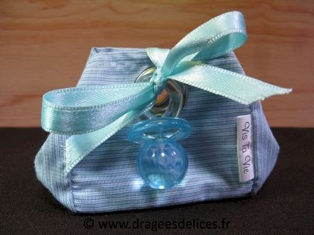 Sac vis ta vie en promo pour dragées de baptême garçon : Sac vis ta vie bleu ciel en promo pour dragées de baptême garçon