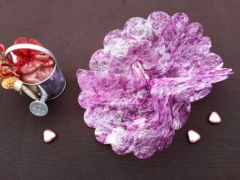 Tulle pour dragées en intissé imprimé fleurs de rosier Parme