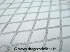 Lot de 25 tulles brillant en promotion quadrillé lurex Argent