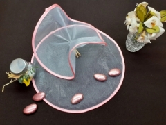 Voile Morgane avec bordure en satin à garnir de dragées Rose