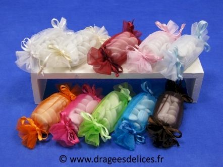 Sac papillote en organza pour mariage baptême et communion : Sac papilotte en organza pour dragées