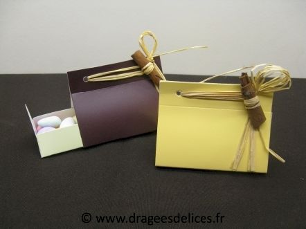 Boite originale avec tiroir pour mariage baptême et communion  : Boite dragées avec tiroir collection carton glacé